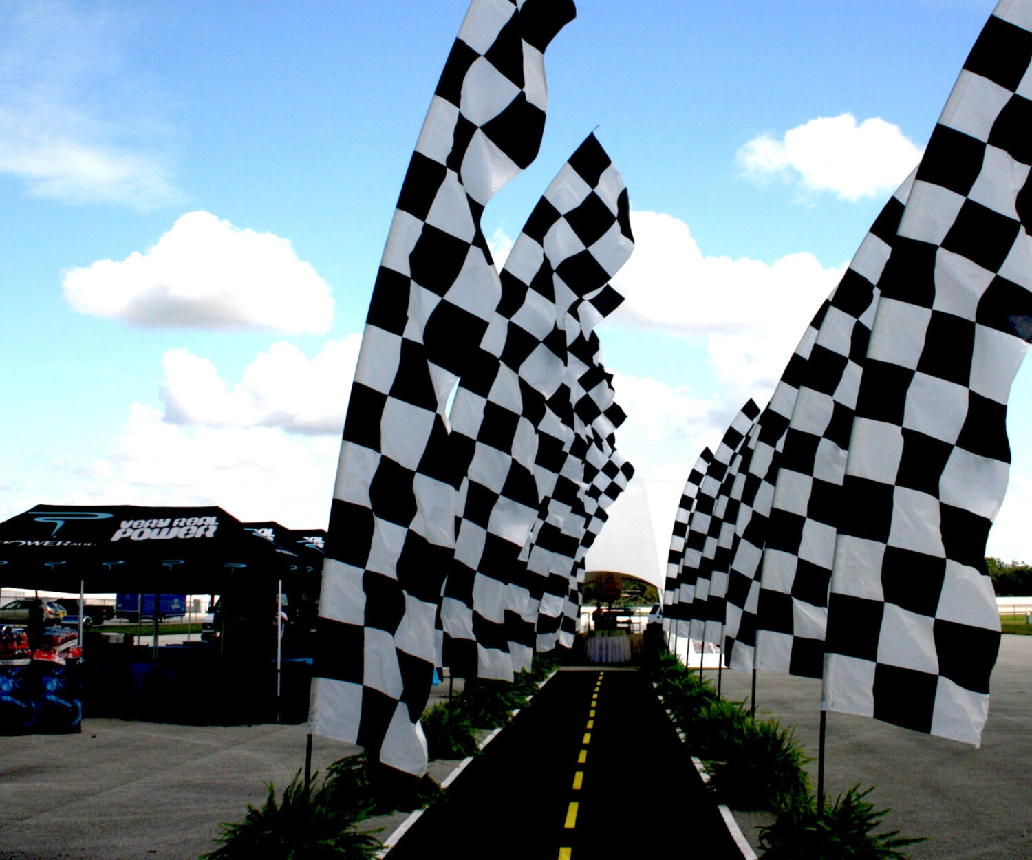 Checkerboard Feather Banners at Richard Petty Race Experience